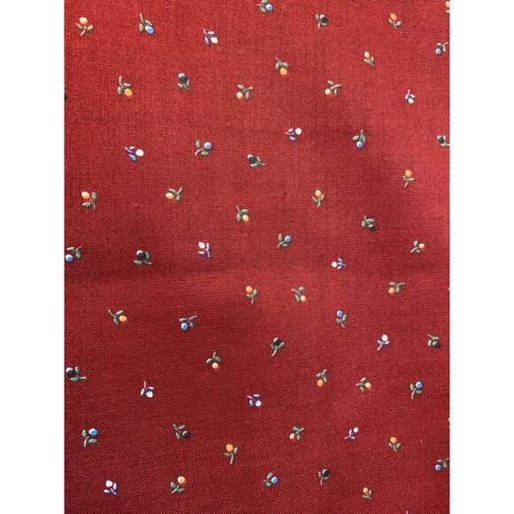 Vintage Cranston Print Works Floral Fabric 1/4 yard Red Cotton Crafts & Sewing P - Picture 2 of 5